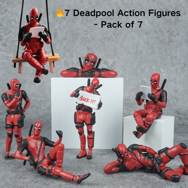 š„Swinging Deadpool + š„6 Deadpool Action Figures - Pack of 6