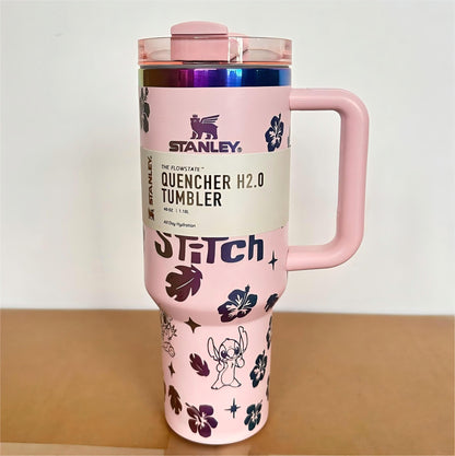 🔥40oz Stitch Insulated Tumbler 🥰 Straw Topper as Free Gift🎁
