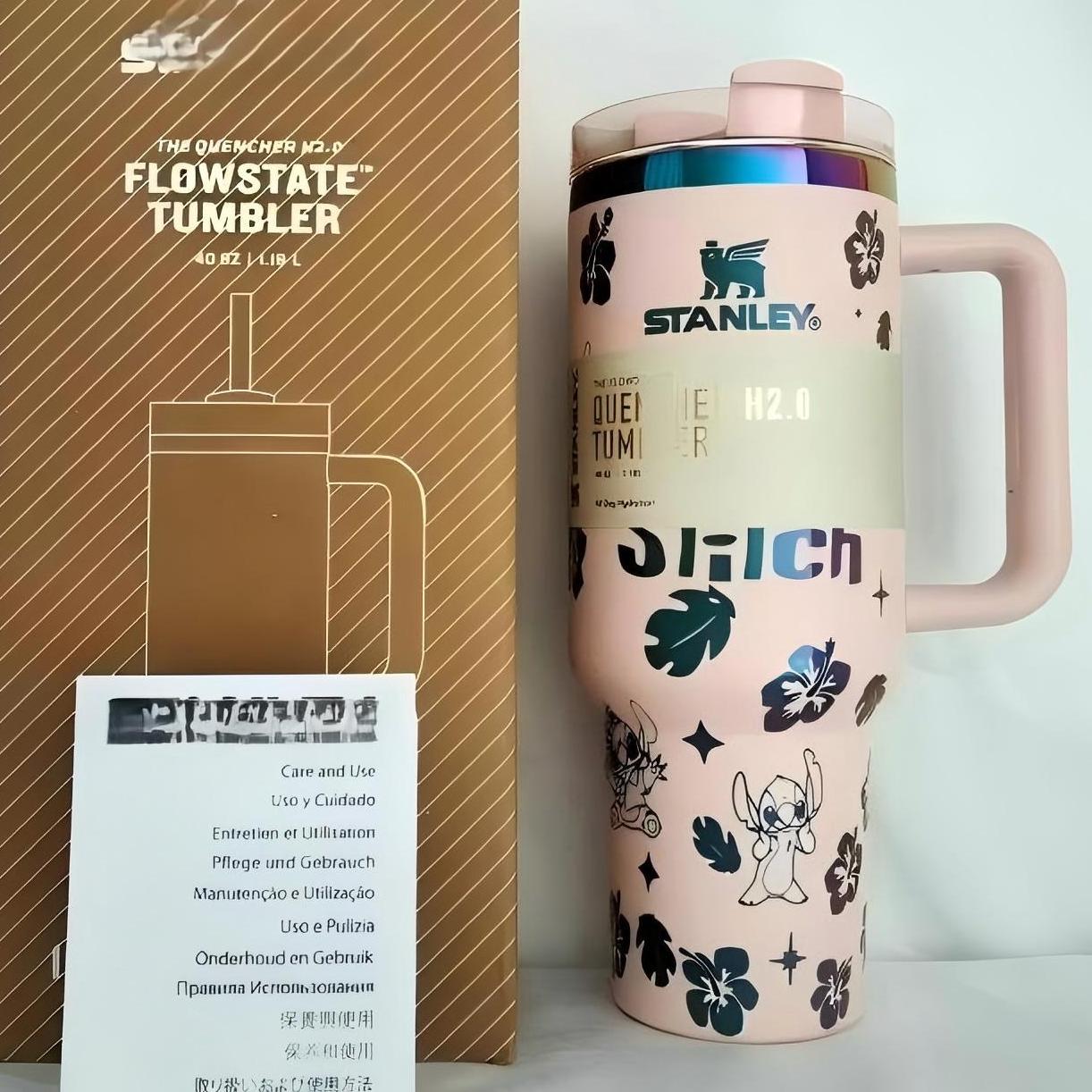 🔥40 OZ Stitch Insulated Cup 1200ML🥰 Straw Topper as Free Gift🎁