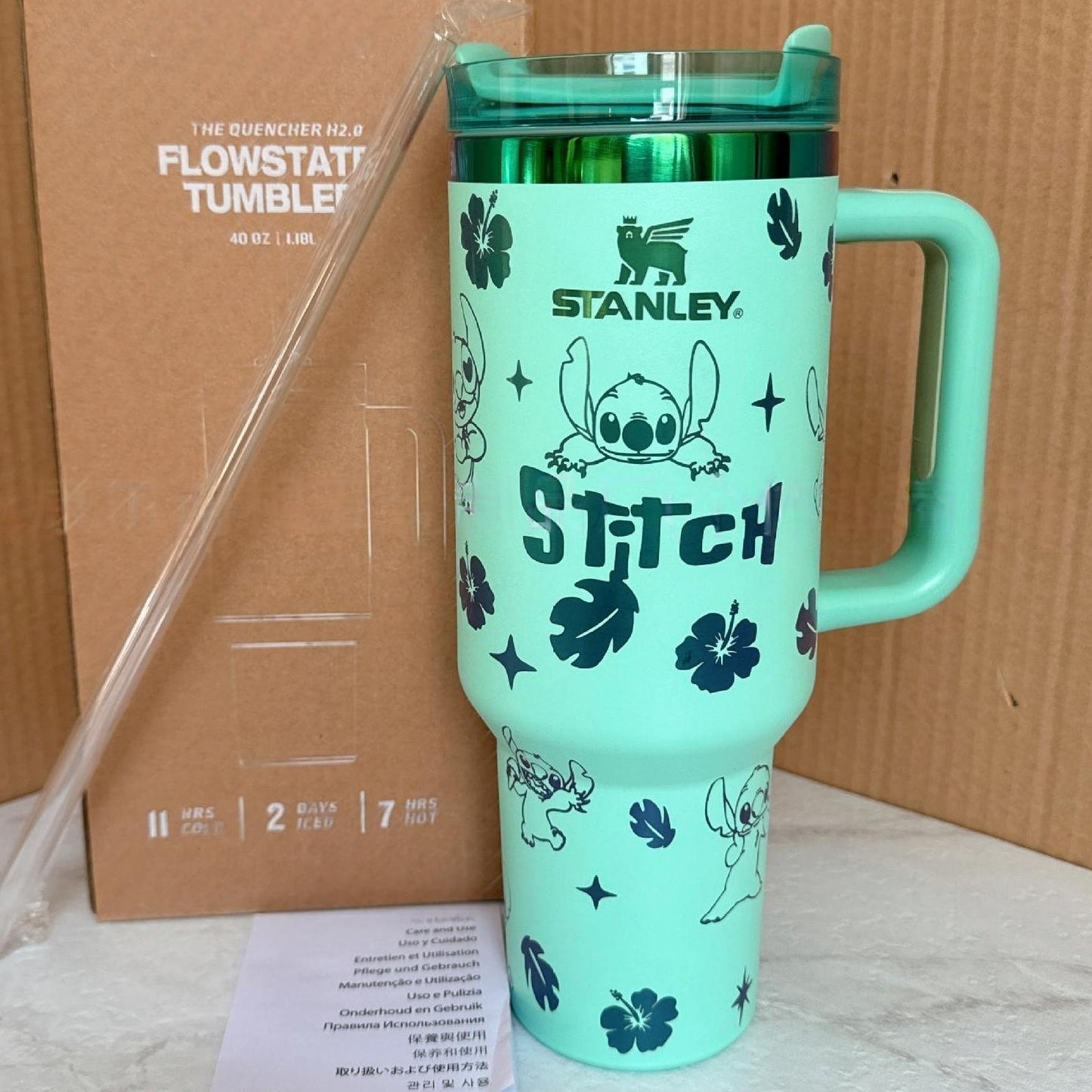 🔥40OZ Stitch Cup 1200ML 🥰 Straw Topper as Free Gift🎁