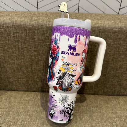 🔥40oz Sally x Jack Skellington Tumbler Noctilucent 🚚Free Shipping