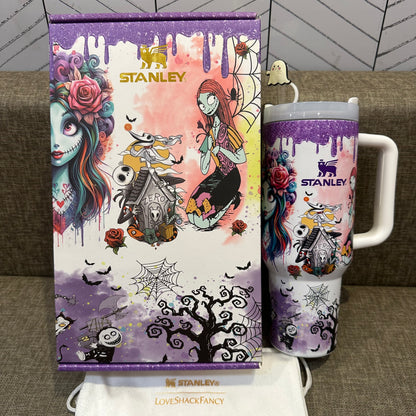 🔥40oz Sally x Jack Skellington Tumbler Noctilucent 🚚Free Shipping