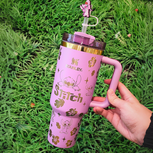 🔥40oz Stitch Insulated Tumbler 🥰 Straw Topper as Free Gift🎁