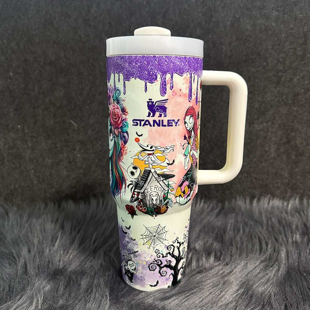 🔥40oz Sally x Jack Skellington Tumbler Noctilucent 🚚Free Shipping