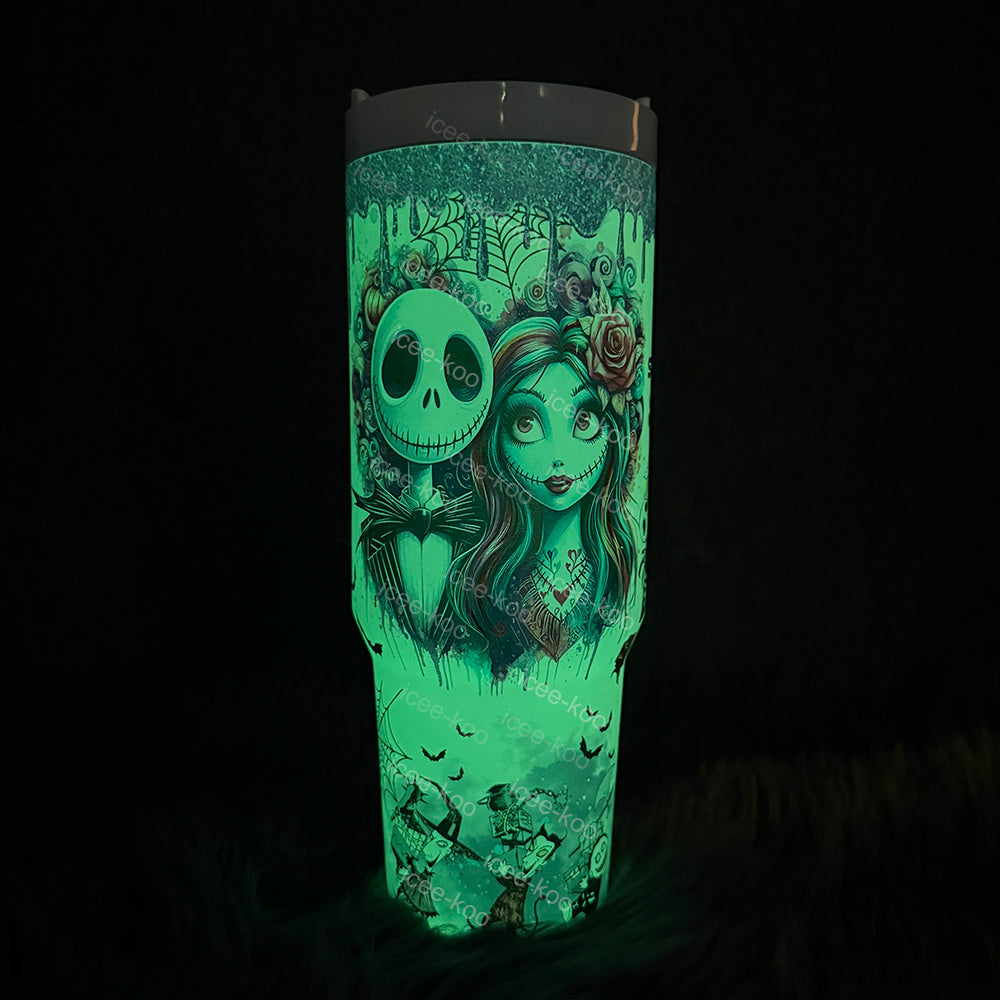 🔥40oz Sally x Jack Skellington Tumbler Noctilucent 🚚Free Shipping