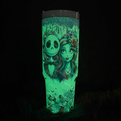 🔥40oz Sally x Jack Skellington Tumbler Noctilucent 🚚Free Shipping