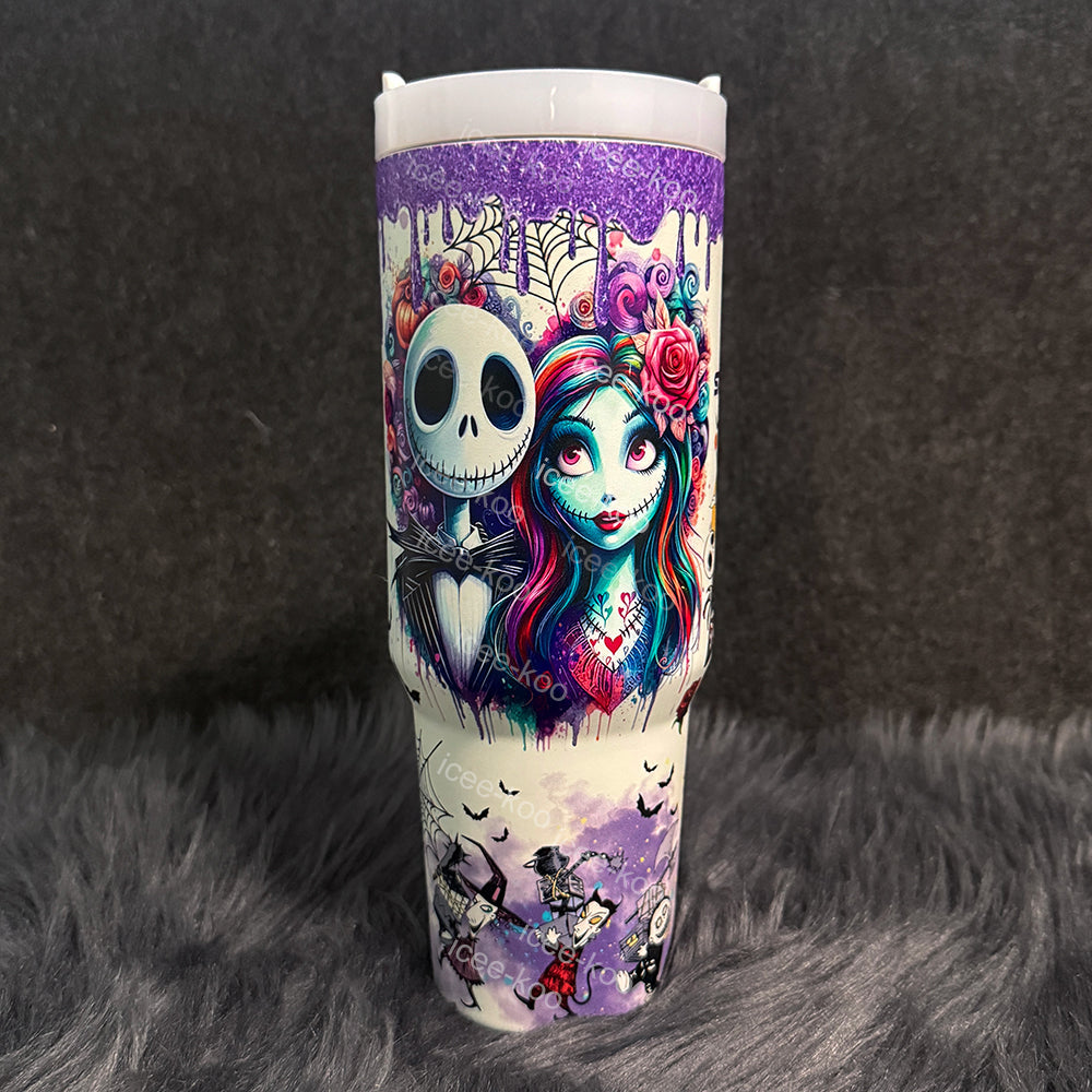 🔥40oz Sally x Jack Skellington Tumbler Noctilucent 🚚Free Shipping