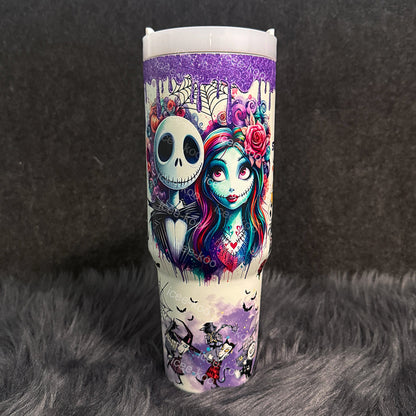 🔥40oz Sally x Jack Skellington Tumbler Noctilucent 🚚Free Shipping