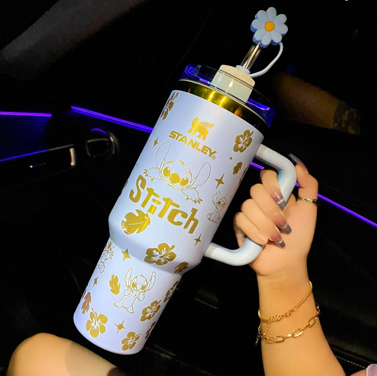 🔥40OZ Stitch Cup 1200ML 🥰 Straw Topper as Free Gift🎁