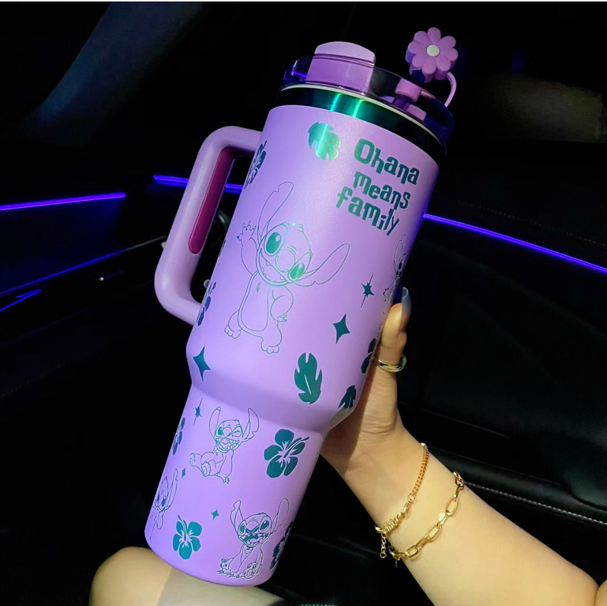 🔥40OZ Stitch Cup 1200ML 🥰 Straw Topper as Free Gift🎁