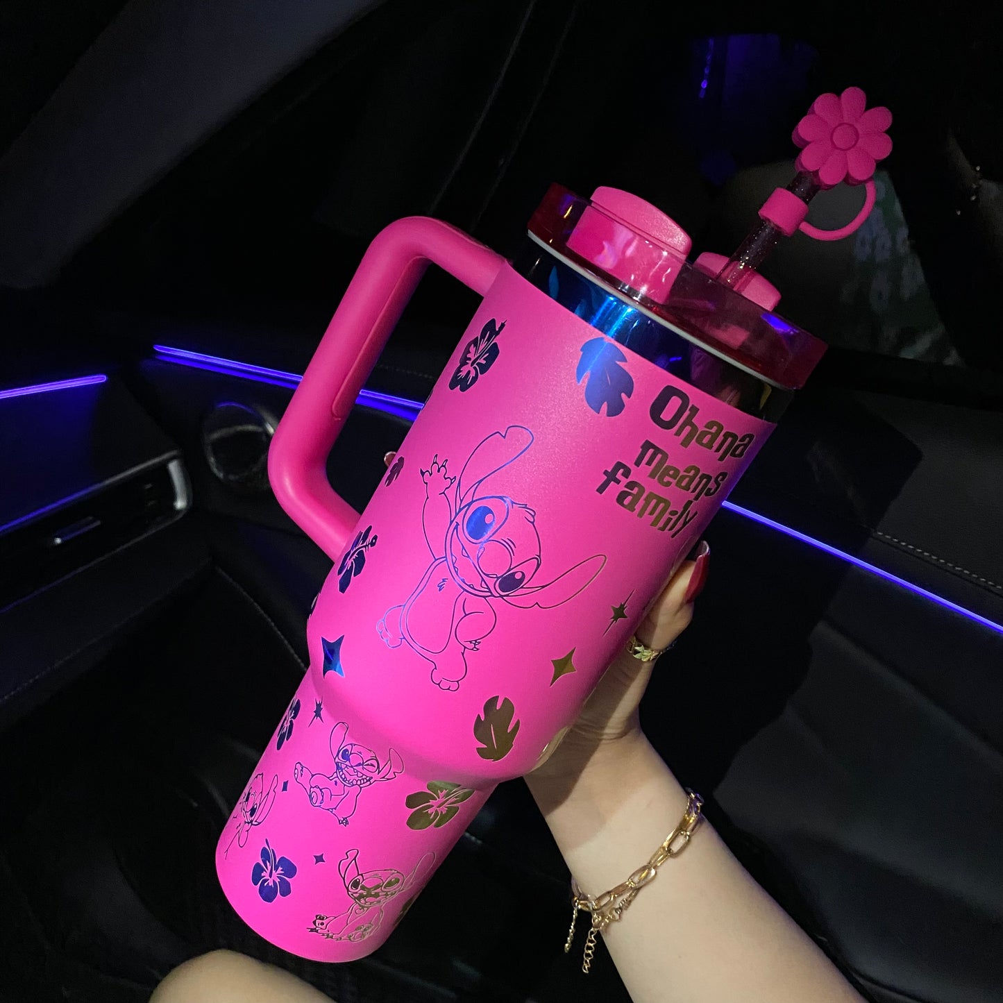 🔥40OZ Stitch Cup 1200ML 🥰 Straw Topper as Free Gift🎁