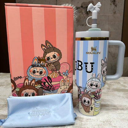 🔥  Labubu Blue Stripe Insulated Cup 40 OZ ✈️Free Shipping