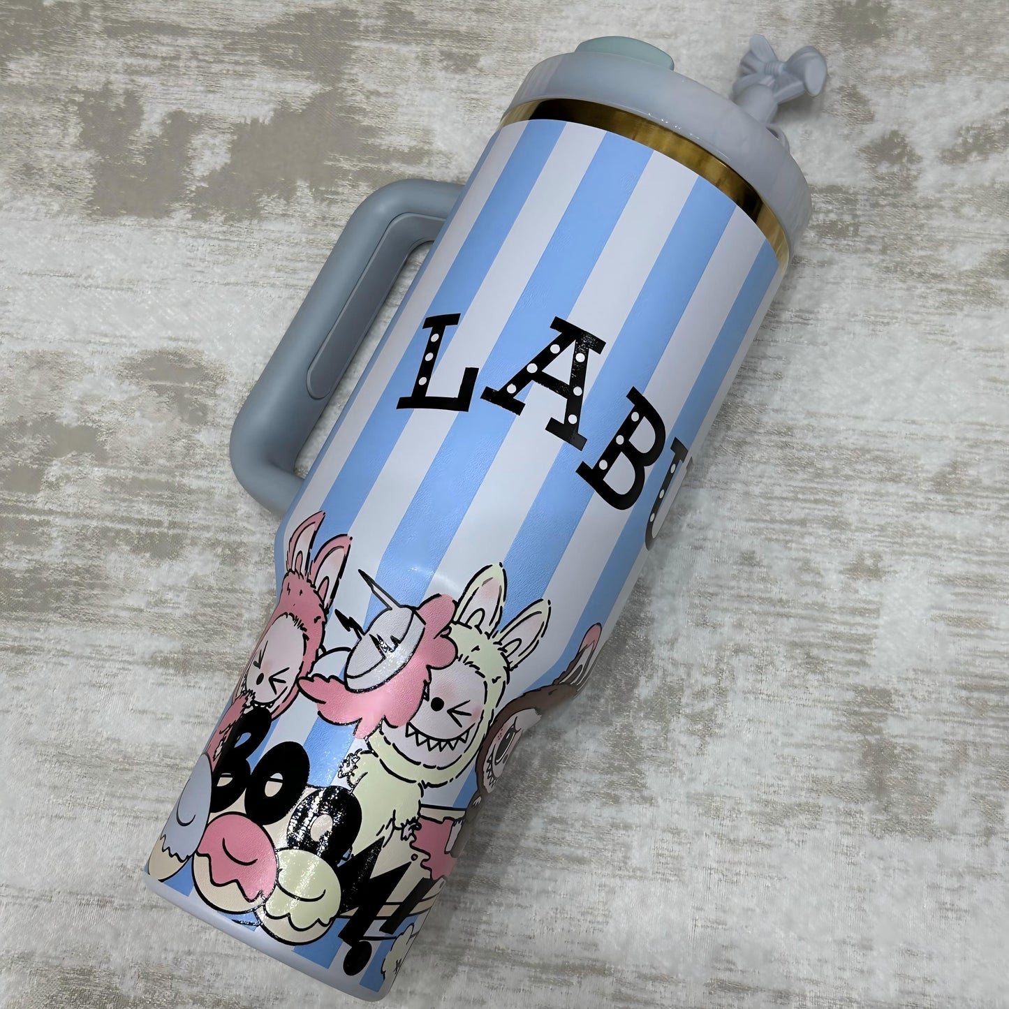 🔥  Labubu Blue Stripe Insulated Cup 40 OZ ✈️Free Shipping