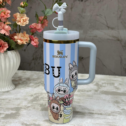 🔥  Labubu Blue Stripe Insulated Cup 40 OZ ✈️Free Shipping