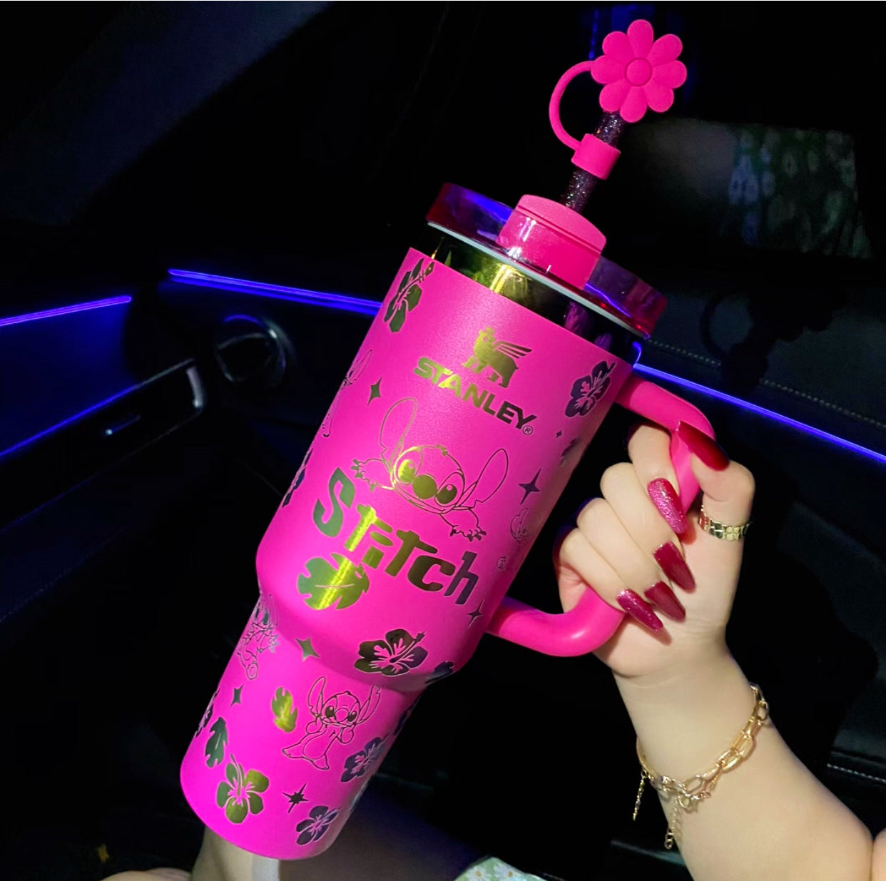 🔥40OZ Stitch Cup 1200ML 🥰 Straw Topper as Free Gift🎁