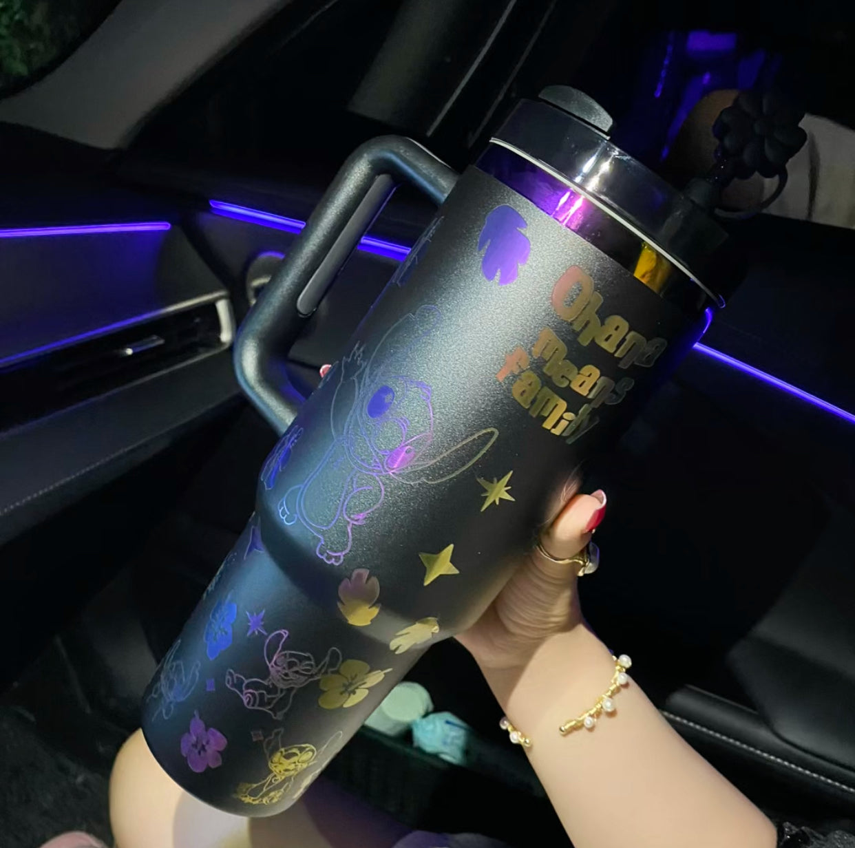 🔥40OZ Stitch Cup 1200ML 🥰 Straw Topper as Free Gift🎁