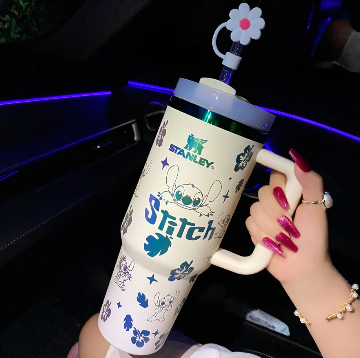 🔥40OZ Stitch Cup 1200ML 🥰 Straw Topper as Free Gift🎁