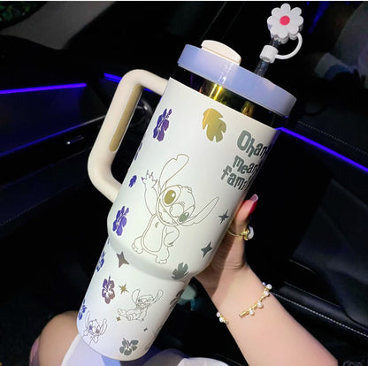 🔥40OZ Stitch Cup 1200ML 🥰 Straw Topper as Free Gift🎁