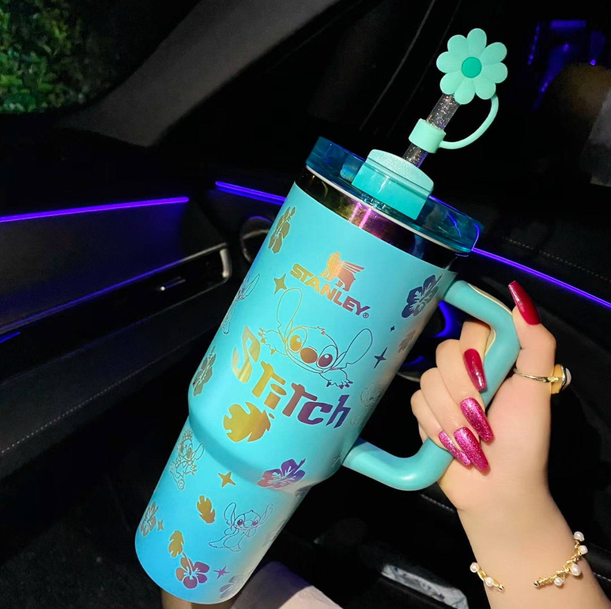 🔥40OZ Stitch Cup 1200ML 🥰 Straw Topper as Free Gift🎁