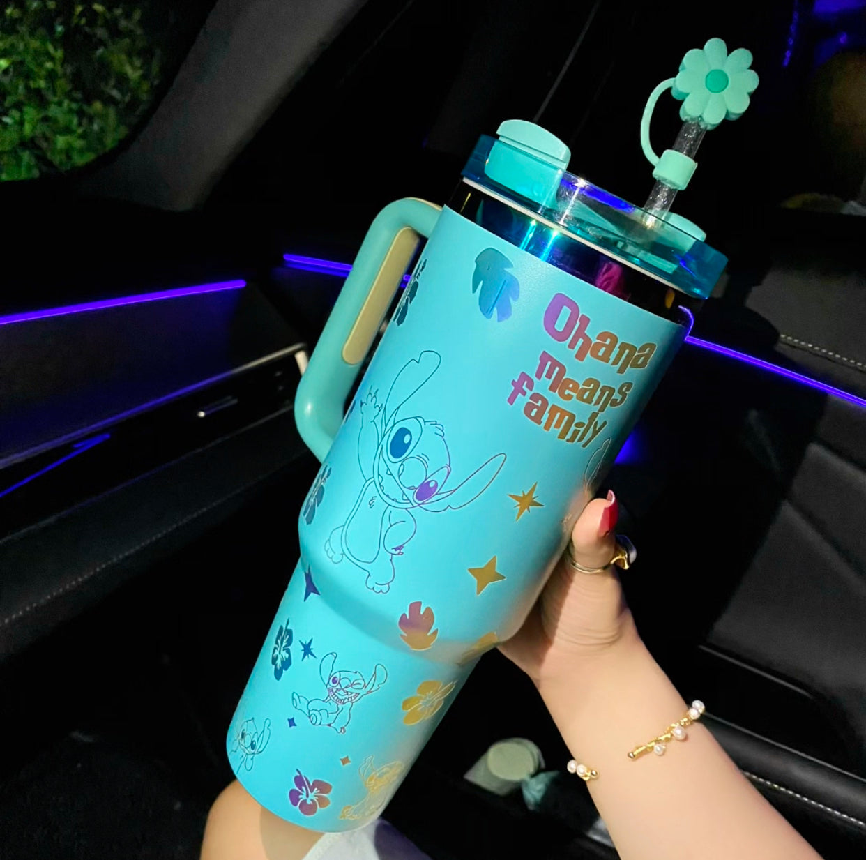 🔥40OZ Stitch Cup 1200ML 🥰 Straw Topper as Free Gift🎁