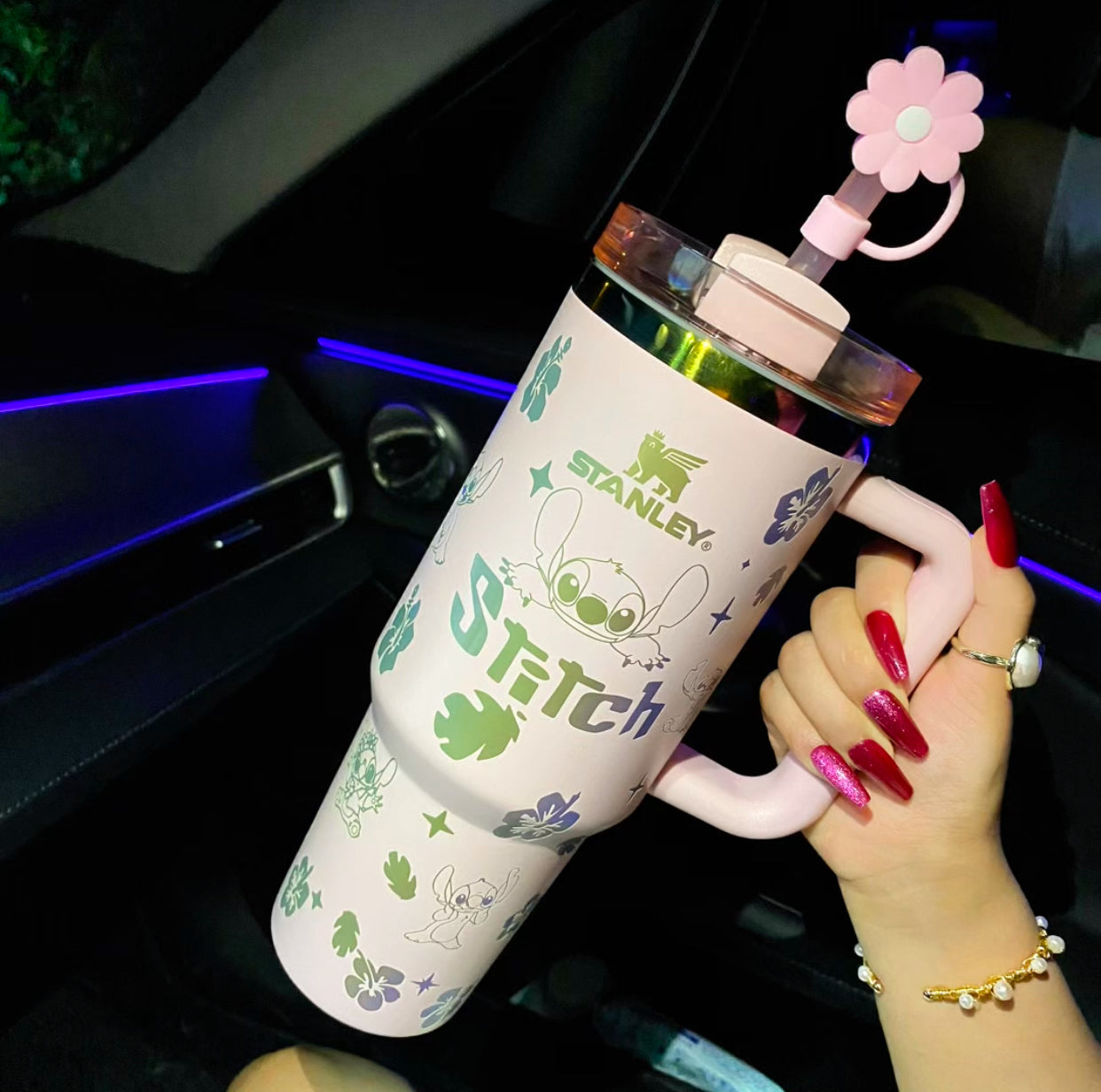 🔥40OZ Stitch Cup 1200ML 🥰 Straw Topper as Free Gift🎁