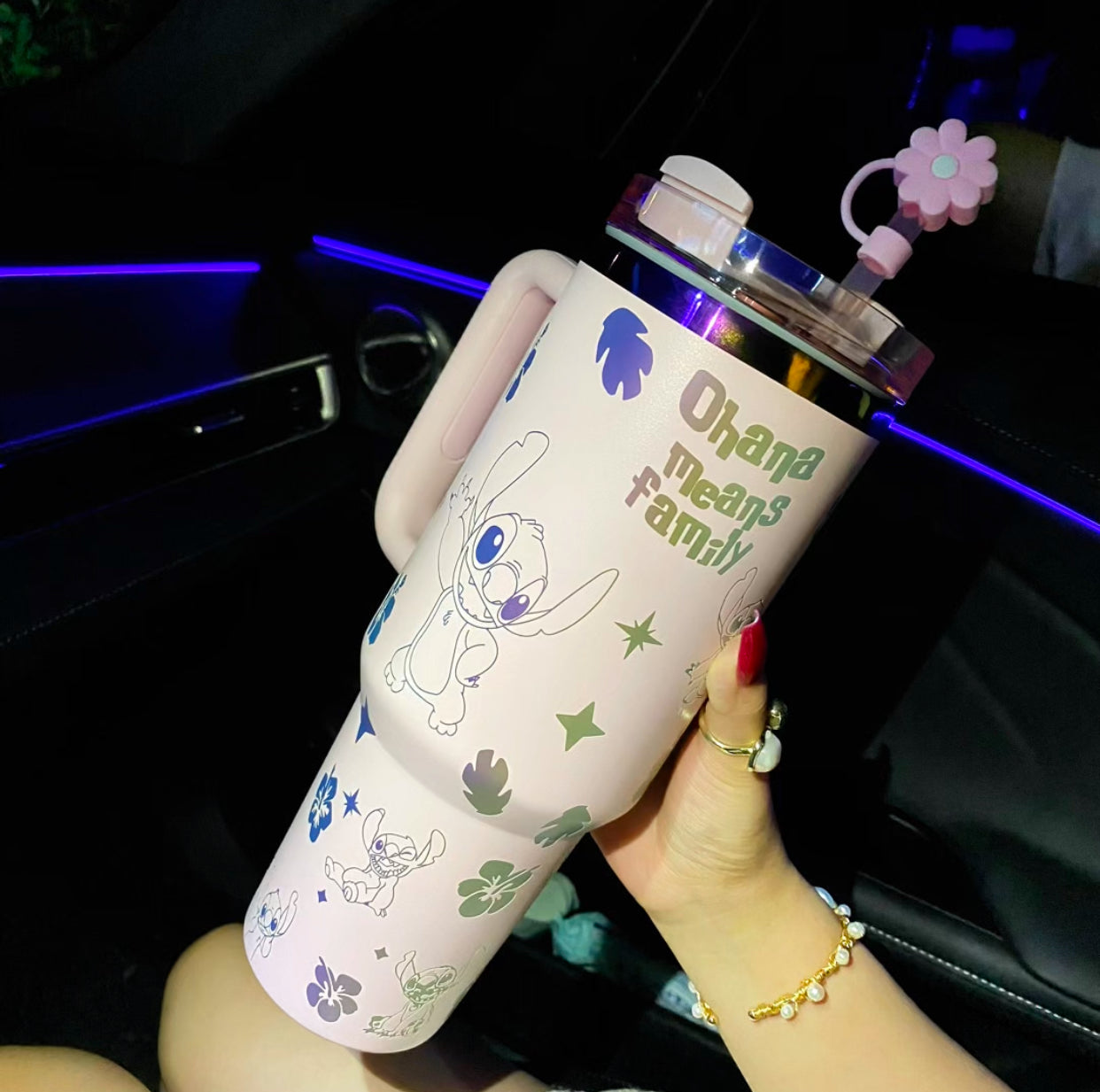 🔥40OZ Stitch Cup 1200ML 🥰 Straw Topper as Free Gift🎁
