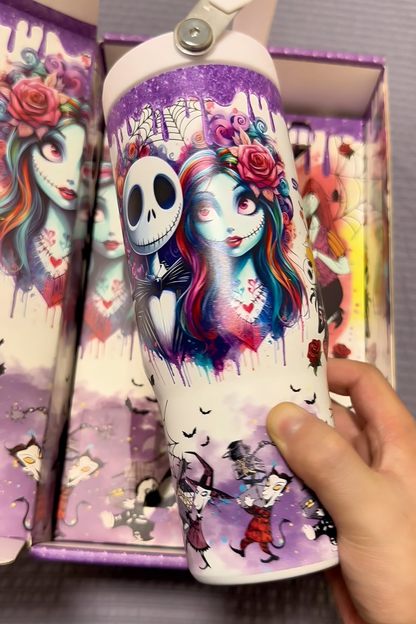 🔥30oz Sally x Jack Skellington Tumbler Noctilucent 🚚Free Shipping
