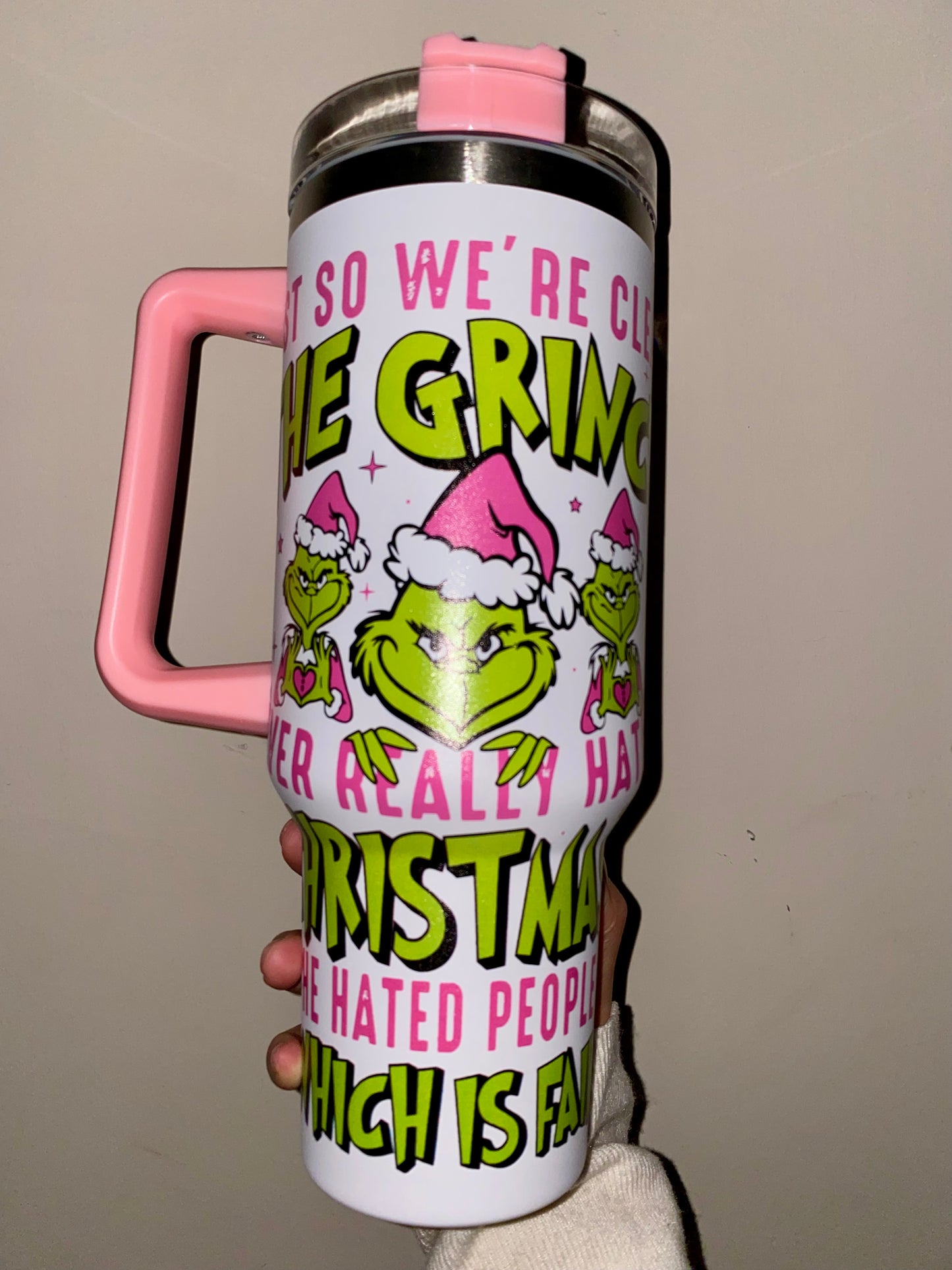 🔥Pink Grinch  Insulated Tumbler 40OZ ✈️Free Shippment